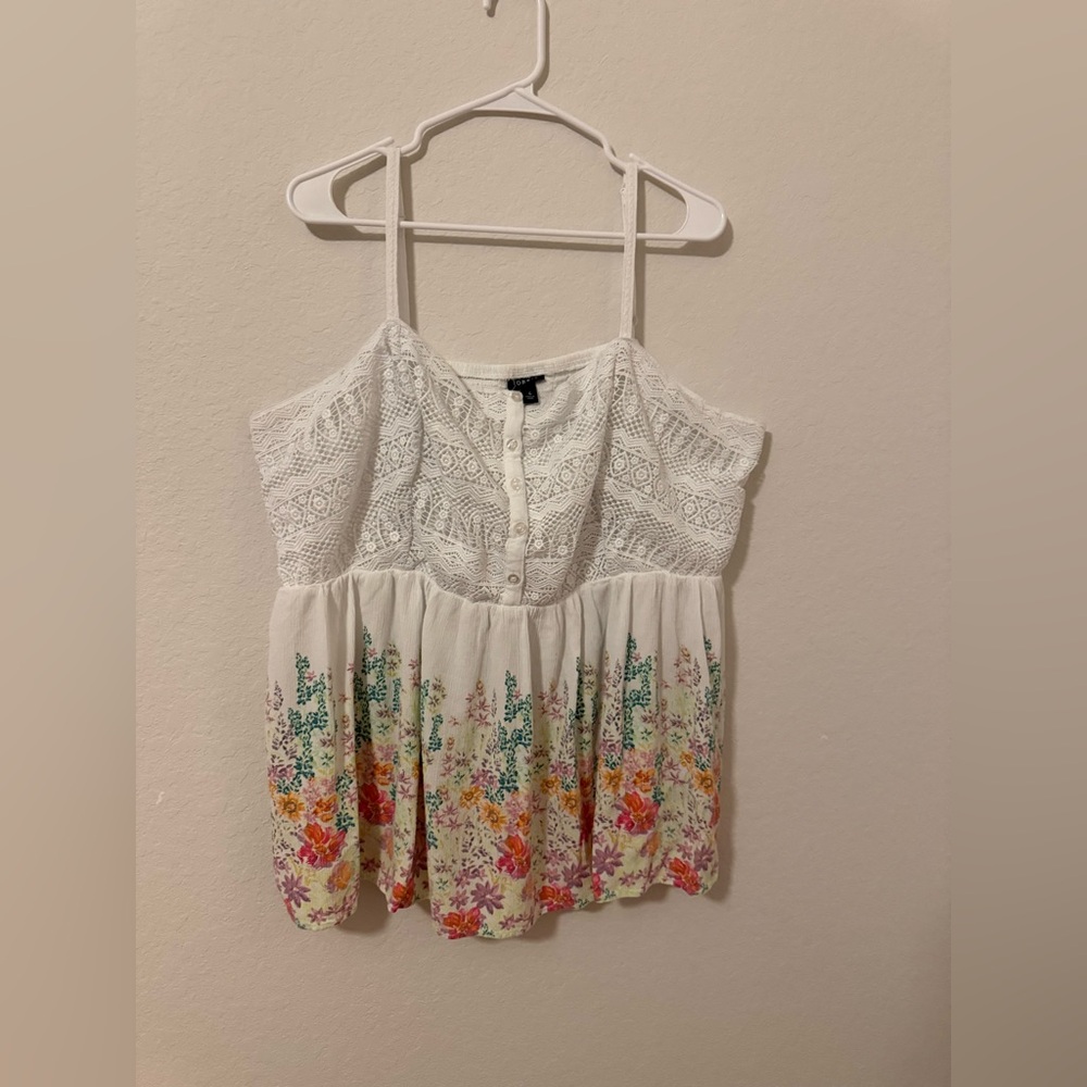 Women’s Torrid Babydoll Gauze Crochet White Floral Trim Cami Plus Size 5 (5X)
